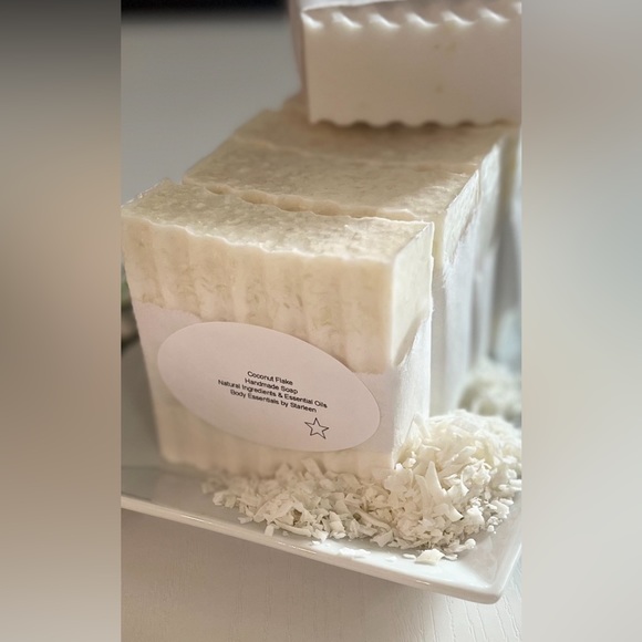 HAND CRAFTED  Soap | Coconut with Organic Coconut Flakes. Handmade - Picture 2 of 4